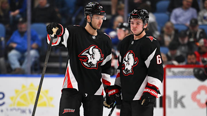 Buffalo Sabres players Josh Norris and Zach Benson