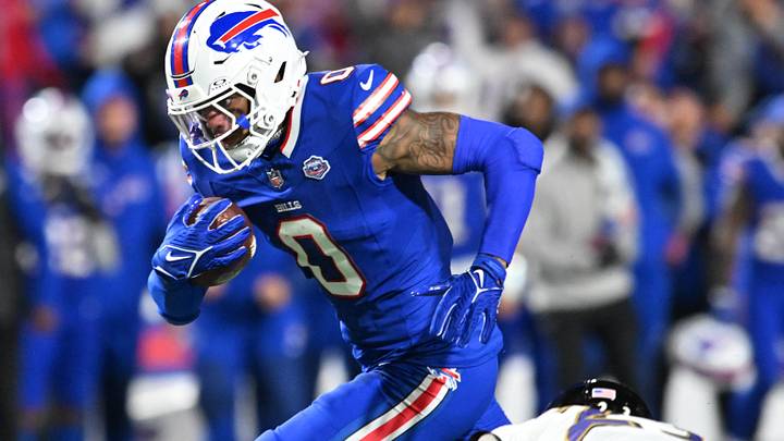 Buffalo Bills wide receiver Keon Coleman runs the ball during the fourth quarter against the Baltimore Ravens. Buffalo Bills wide receiver Keon Coleman runs the ball during the fourth quarter against the Baltimore Ravens.