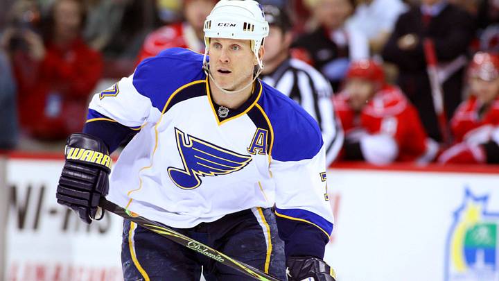 October 28, 2009; Raleigh, NC, USA; St. Louis Blues left wing Keith Tkachuk (7) against the Carolina Hurricanes at the RBC Center. The Blues defeated the Hurricanes 5-2. Mandatory Credit: James Guillory-USPRESSWIRE October 28, 2009; Raleigh, NC, USA; St. Louis Blues left wing Keith Tkachuk (7) against the Carolina Hurricanes at the RBC Center. The Blues defeated the Hurricanes 5-2. Mandatory Credit: James Guillory-USPRESSWIRE