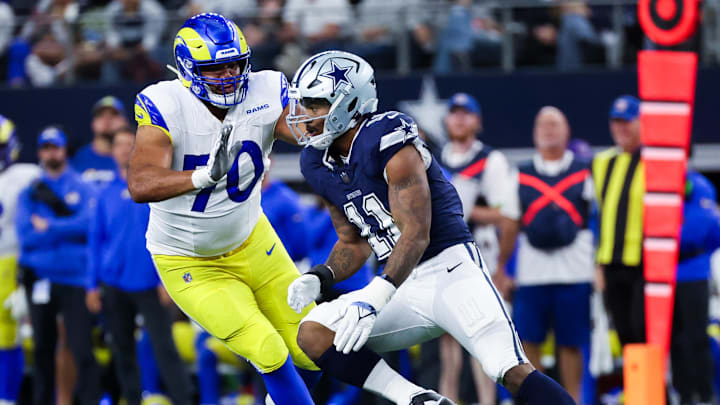 Oct 29, 2023; Arlington, Texas, USA;  Dallas Cowboys linebacker Micah Parsons (11) rushes