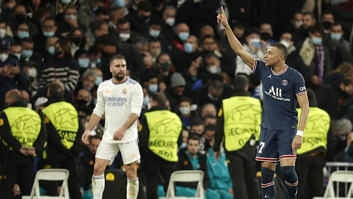 Mbappe en su visita al Bernabéu