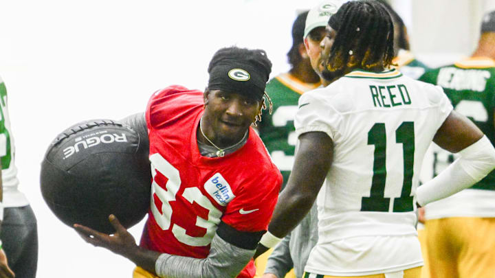Green Bay Packers wide receiver Savion Williams (83) participates in the team's minicamp at Ray Nitschke Field. Green Bay Packers wide receiver Savion Williams (83) participates in the team's minicamp at Ray Nitschke Field.
