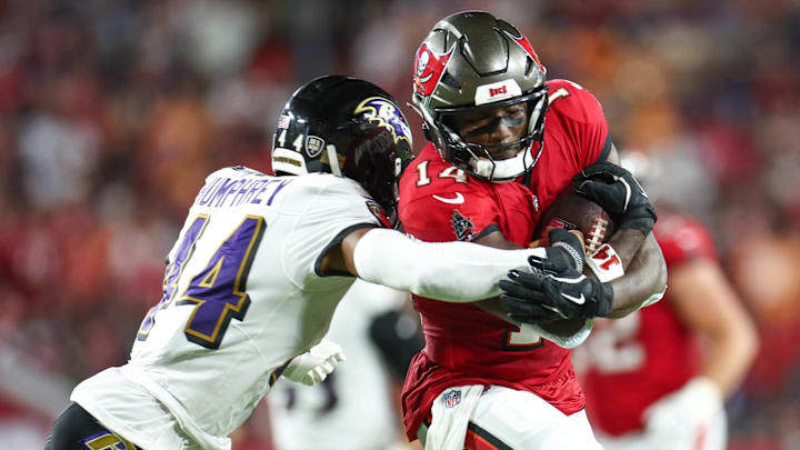 Tampa Bay Buccaneers wide receiver Chris Godwin talked about his season-ending injury for the first time since it happened. (Mandatory Credit: Nathan Ray Seebeck-Imagn Images)