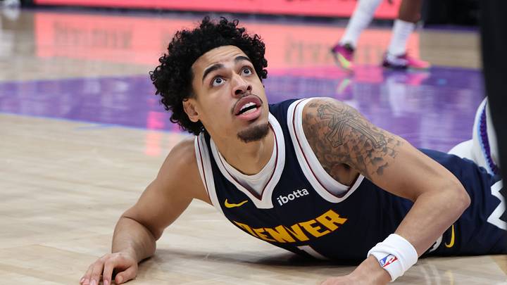 Oct 6, 2026; Salt Lake City, Utah, USA; Denver Nuggets guard Julian Strawther (1) reacts to a play during the second half of a game against the Utah Jazz at Delta Center. Mandatory Credit: Rob Gray-Imagn Images Oct 6, 2026; Salt Lake City, Utah, USA; Denver Nuggets guard Julian Strawther (1) reacts to a play during the second half of a game against the Utah Jazz at Delta Center. Mandatory Credit: Rob Gray-Imagn Images