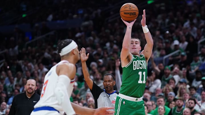 Payton Pritchard connected on 3-9 from three and grabbed three rebounds for Boston, but the Celts shot woefully from distance and blew a 20-point lead in Game 2 to fall behind 2-0 to the Knicks.