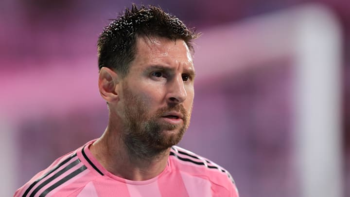 Inter Miami CF forward Lionel Messi (10) looks on during the first half against Austin FC at Nu Stadium. Inter Miami CF forward Lionel Messi (10) looks on during the first half against Austin FC at Nu Stadium.