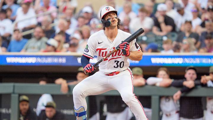 May 15, 2026; Minneapolis, Minnesota, USA; Minnesota Twins left fielder James Outman (30) watches an attempted bunt go foul against the Milwaukee Brewers in the third inning at Target Field. Mandatory Credit: Matt Blewett-Imagn Images May 15, 2026; Minneapolis, Minnesota, USA; Minnesota Twins left fielder James Outman (30) watches an attempted bunt go foul against the Milwaukee Brewers in the third inning at Target Field. Mandatory Credit: Matt Blewett-Imagn Images