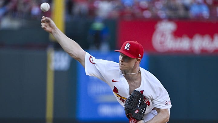 May 20, 2024; St. Louis, Missouri, USA;  St. Louis Cardinals starting pitcher Sonny Gray (54) pitches against the Baltimore Orioles during the first inning at Busch Stadium. Mandatory Credit: Jeff Curry-Imagn Images