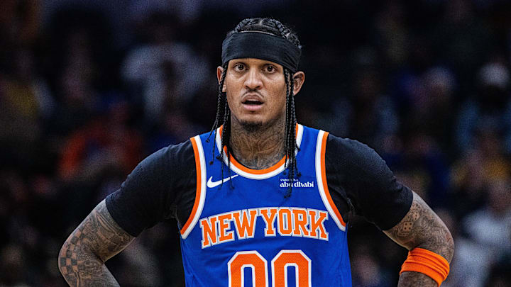 Dec 18, 2025; Indianapolis, Indiana, USA;  New York Knicks guard Jordan Clarkson (00) in the second half against the Indiana Pacers at Gainbridge Fieldhouse. Mandatory Credit: Trevor Ruszkowski-Imagn Images