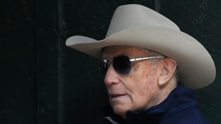 May 13, 2024; Baltimore, Maryland, USA; Trainer D. Wayne Lukas in the Preakness Stakes barn this morning at Pimlico Race Course. 