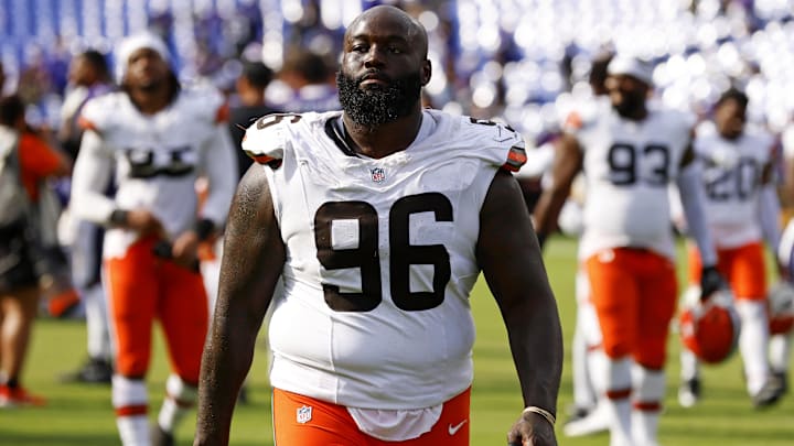 Sep 14, 2025; Baltimore, Maryland, USA; Cleveland Browns defensive tackle Maliek Collins (96) after the game against the Baltimore Ravens at M&T Bank Stadium. Mandatory Credit: Peter Casey-Imagn Images