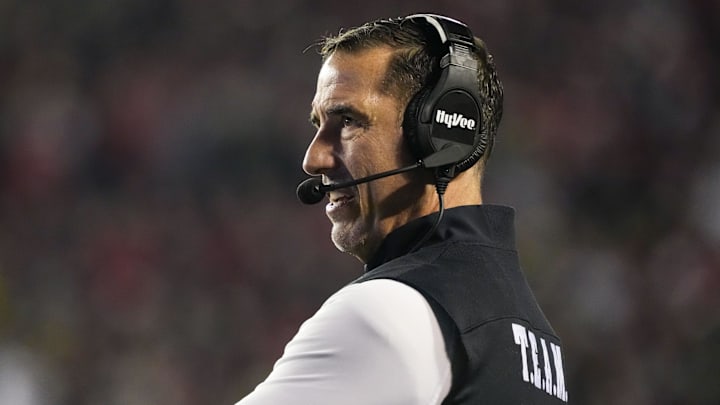 Nov 16, 2024; Madison, Wisconsin, USA; Wisconsin Badgers head coach Luke Fickell during the game against the Oregon Ducks at Camp Randall Stadium. Mandatory Credit: Jeff Hanisch-Imagn Images Nov 16, 2024; Madison, Wisconsin, USA; Wisconsin Badgers head coach Luke Fickell during the game against the Oregon Ducks at Camp Randall Stadium. Mandatory Credit: Jeff Hanisch-Imagn Images