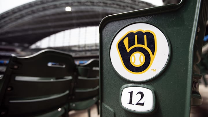 Jun 15, 2025; Milwaukee, Wisconsin, USA;  General view of the Milwaukee Brewers logo on seating within American Family Field prior to the game against the St. Louis Cardinals. Mandatory Credit: Jeff Hanisch-Imagn Images