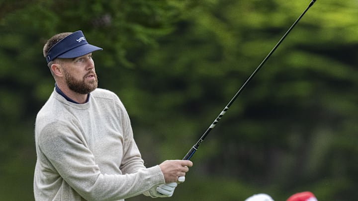 February 13, 2026; Pebble Beach, California, USA; Kansas City Chiefs tight end Travis Kelce hits his tee shot on the third hole during the second round of the AT&T Pebble Beach Pro-Am golf tournament at Pebble Beach Golf Links. Mandatory Credit: Kyle Terada-Imagn Images February 13, 2026; Pebble Beach, California, USA; Kansas City Chiefs tight end Travis Kelce hits his tee shot on the third hole during the second round of the AT&T Pebble Beach Pro-Am golf tournament at Pebble Beach Golf Links. Mandatory Credit: Kyle Terada-Imagn Images