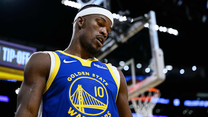 Oct 21, 2025; Los Angeles, California, USA; Golden State Warriors forward Jimmy Butler III (10) during the second half against the Los Angeles Lakers at Crypto.com Arena. Mandatory Credit: William Liang-Imagn Images Oct 21, 2025; Los Angeles, California, USA; Golden State Warriors forward Jimmy Butler III (10) during the second half against the Los Angeles Lakers at Crypto.com Arena. Mandatory Credit: William Liang-Imagn Images