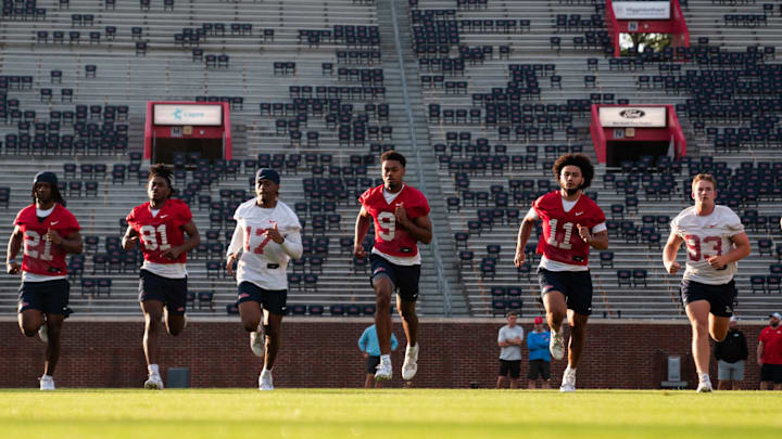 The Ole Miss Rebels held a team run inside Vaught-Hemingway Stadium on June 22 in preparation for the 2024 season.