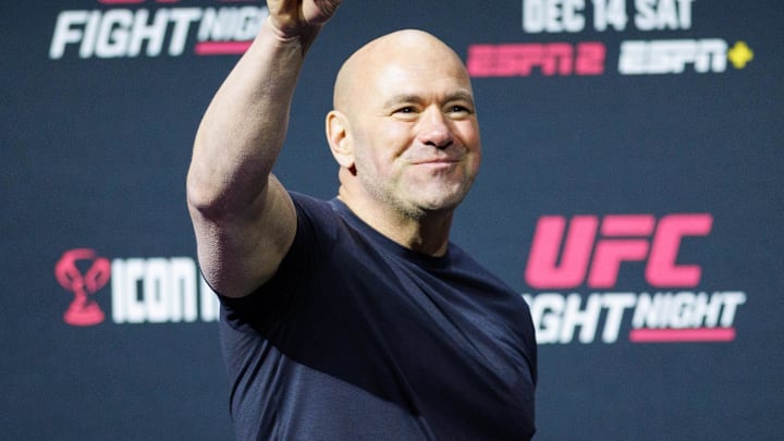 Dec 13, 2024; Tampa, Florida, UNITED STATES; UFC CEO Dana White during weigh-ins for UFC Fight Night at Amalie Arena. Mandatory Credit: Nathan Ray Seebeck-Imagn Images