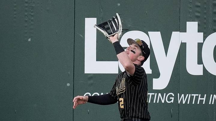 Vanderbilt right fielder Logan Johnstone (2) catches a fly ball hit by South Carolina left fielder Ethan Lizama for an out during the fifth inning at Hawkins Field in Nashville, Tenn., Thursday, May 14, 2026. Vanderbilt right fielder Logan Johnstone (2) catches a fly ball hit by South Carolina left fielder Ethan Lizama for an out during the fifth inning at Hawkins Field in Nashville, Tenn., Thursday, May 14, 2026.