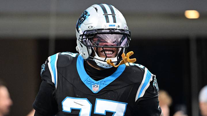 Jan 10, 2026; Charlotte, NC, USA; Carolina Panthers linebacker Isaiah Simmons (27) reacts in the first quarter in an NFC Wild Card Round game at Bank of America Stadium. Mandatory Credit: Bob Donnan-Imagn Images Jan 10, 2026; Charlotte, NC, USA; Carolina Panthers linebacker Isaiah Simmons (27) reacts in the first quarter in an NFC Wild Card Round game at Bank of America Stadium. Mandatory Credit: Bob Donnan-Imagn Images