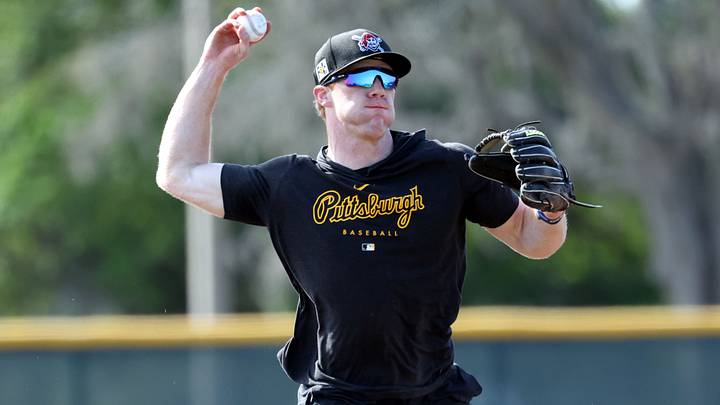 Feb 14, 2025; Bradenton, FL, USA; Pittsburgh Pirates infielder Jack Brannigan (83) during spring training workouts at Pirate City. Mandatory Credit: Kim Klement Neitzel-Imagn Images Feb 14, 2025; Bradenton, FL, USA; Pittsburgh Pirates infielder Jack Brannigan (83) during spring training workouts at Pirate City. Mandatory Credit: Kim Klement Neitzel-Imagn Images