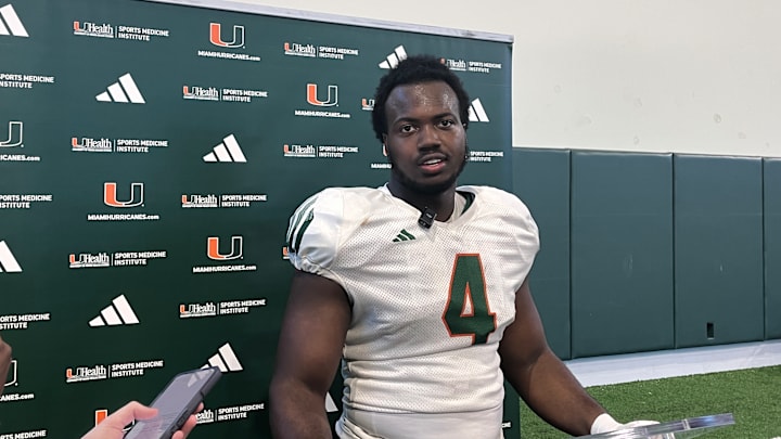 Miami's Rueben Bain Jr. after spring practice talking to media Miami's Rueben Bain Jr. after spring practice talking to media