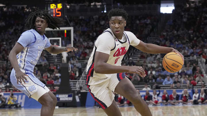 Dia turns the corner on North Carolina guard Ian Jackson during the first round of the NCAA men’s basketball tournament.