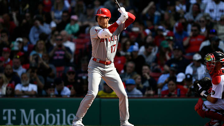 May 5, 2022; Boston, Massachusetts, USA; Los Angeles Angels designated hitter Shohei Ohtani (17)