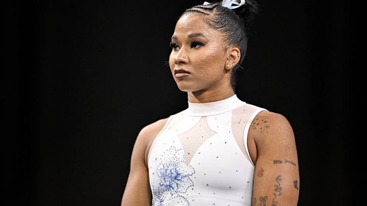 UCLA Bruins gymnast Jordan Chiles looks on before the 2025 Women's National Gymnastics Championship at Dickies Arena.