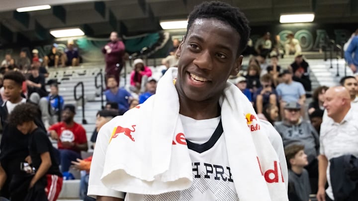Utah Prep Academy forward AJ Dybantsa (3) against Faith Family Academy (TX) during the Hoophall West High School Invitational at Highland High School.