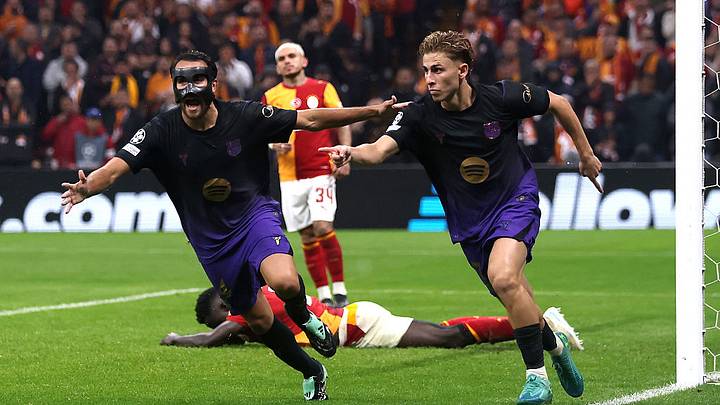 Fermín López, del FC Barcelona celebra su gol con ante el Galatasaray en la Champions League. Fermín López, del FC Barcelona celebra su gol con ante el Galatasaray en la Champions League.