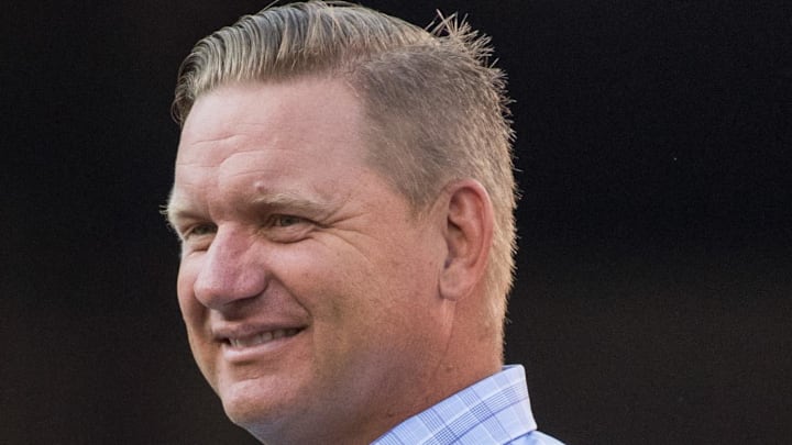 August 19, 2017; Santa Clara, CA, USA; Denver Broncos director of player personnel Matt Russell before the game against the San Francisco 49ers at Levi's Stadium. The Broncos defeated the 49ers 33-14. Mandatory Credit: Kyle Terada-Imagn Images