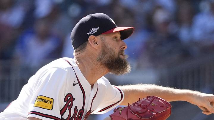 Sep 29, 2026; Cumberland, Georgia, USA;  Atlanta Braves pitcher Chris Sale (51) throws a pitch against the Philadelphia Phillies in the fifth inning during game one of the Wildcard round for the 2026 MLB Playoffs at Truist Park.  Mandatory Credit: Dale Zanine-Imagn Images