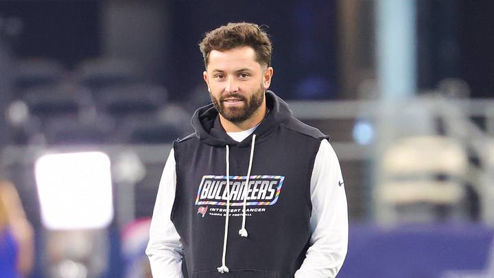 Tampa Bay Buccaneers injured quarterback Baker Mayfield. Tampa Bay Buccaneers injured quarterback Baker Mayfield.