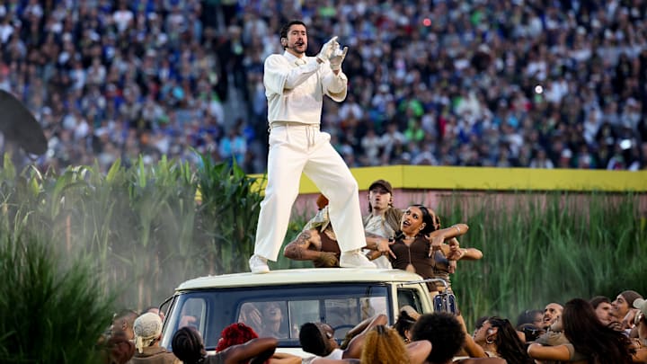 Bad Bunny brought the house down during Super Bowl LX when he performed hits like 'DTmF' and 'NUEVAYoL.'` Bad Bunny brought the house down during Super Bowl LX when he performed hits like 'DTmF' and 'NUEVAYoL.'`