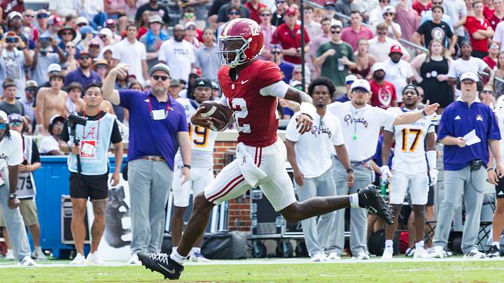 Alabama Quarterback Keelon Russell runs the ball in the first half of the game against ECU on Sept 5, 2026.