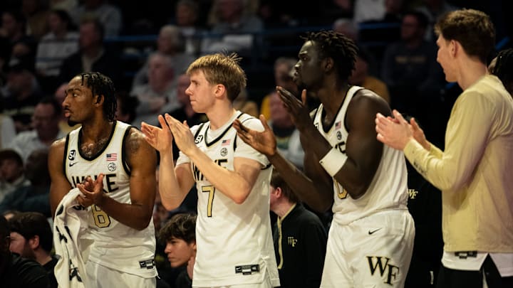 The Wake Forest Demon Deacons bench Wednesday night against Clemson 