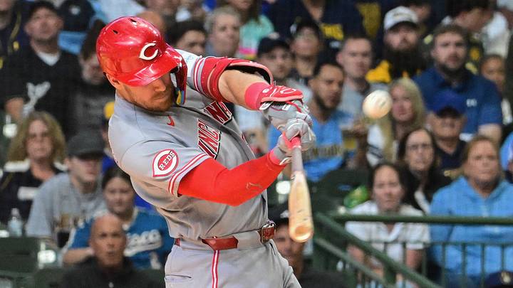 Sep 13, 2026; Milwaukee, Wisconsin, USA; Cincinnati Reds designated hitter Tyler Stephenson (37) hits a sacrifice fly to drive in a run in the eighth inning against the Milwaukee Brewers at American Family Field. Mandatory Credit: Benny Sieu-Imagn Images Sep 13, 2026; Milwaukee, Wisconsin, USA; Cincinnati Reds designated hitter Tyler Stephenson (37) hits a sacrifice fly to drive in a run in the eighth inning against the Milwaukee Brewers at American Family Field. Mandatory Credit: Benny Sieu-Imagn Images