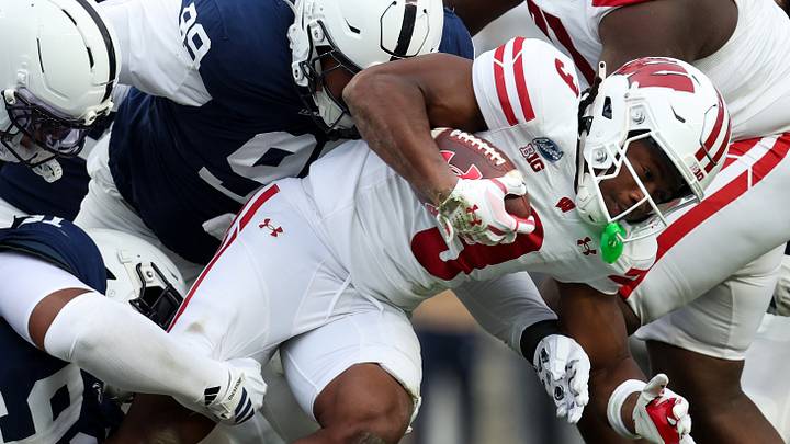 Wisconsin Badgers running back Abu Sama III. Wisconsin Badgers running back Abu Sama III.