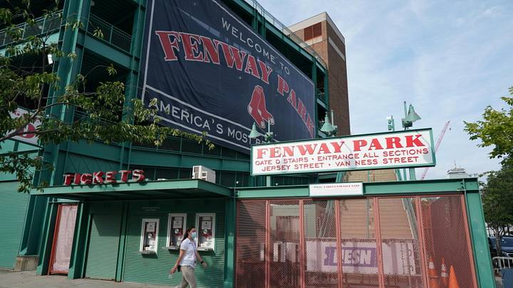 Jul 24, 2020; Boston, Massachusetts, USA; An image outside Fenway Park on an empty Jersey Street before the start of the game against the Boston Red Sox and Baltimore Orioles at Fenway Park. Mandatory Credit: David Butler II-Imagn Images