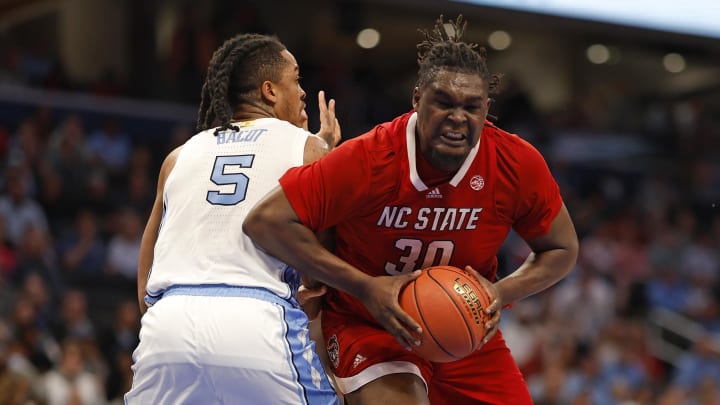 NC State basketball forward DJ Burns versus UNC NC State basketball forward DJ Burns versus UNC