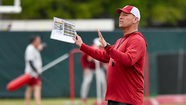 Mar 21, 2024; Tuscaloosa, Alabama, USA; Alabama head coach Kalen DeBoer gives directions during practice at the University Alabama Thursday. Mar 21, 2024; Tuscaloosa, Alabama, USA; Alabama head coach Kalen DeBoer gives directions during practice at the University Alabama Thursday.