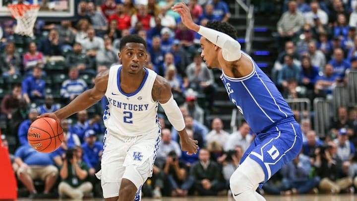 Kentucky's Ashton Hagans had two points and four assists with three turnovers in the Wilcats' 118-84 loss to Duke at the Champions Classic Nov. 6, 2018. 

Kentucky S Ashton Hagans
