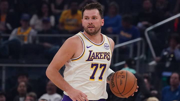 Feb 28, 2026; San Francisco, California, USA; Los Angeles Lakers forward/guard Luka Doncic (77) dribbles upcourt against the Golden State Warriors in the first quarter at Chase Center. Mandatory Credit: David Gonzales-Imagn Images Feb 28, 2026; San Francisco, California, USA; Los Angeles Lakers forward/guard Luka Doncic (77) dribbles upcourt against the Golden State Warriors in the first quarter at Chase Center. Mandatory Credit: David Gonzales-Imagn Images