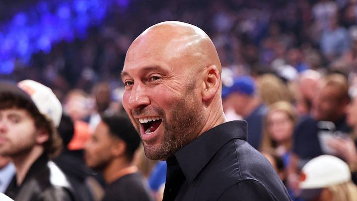 Derek Jeter reacts before game three of the 2026 NBA Finals between the San Antonio Spurs and New York Knicks. Derek Jeter reacts before game three of the 2026 NBA Finals between the San Antonio Spurs and New York Knicks.
