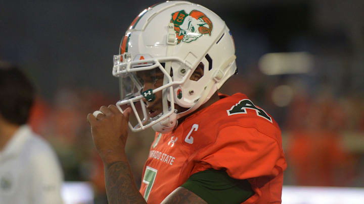 The Colorado State football team wearing Ag Day gear for its game against Vanderbilt at Canvas Stadium on Saturday, Sept. 11, 2021.

Ftc0911vanderbilthelmets