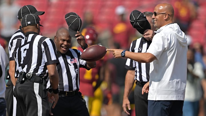 Oct 12, 2024; Los Angeles, California, USA; USC Penn State Nittany Lions head coach James Franklin
