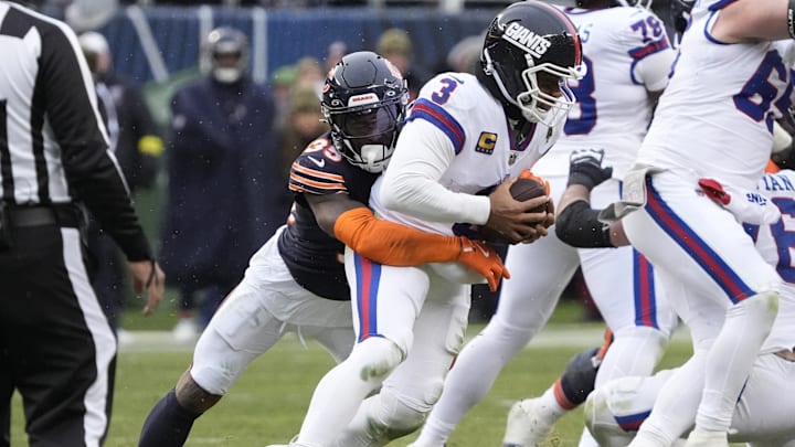 C.J. Gardner-Johnson sacks Giants quarterback Russell Wilson in his role as Kyler Gordon's injury replacement. C.J. Gardner-Johnson sacks Giants quarterback Russell Wilson in his role as Kyler Gordon's injury replacement.