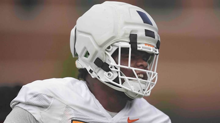 Tennessee offensive lineman Lance Heard (53) during Tennessee football preseason practice, in Knoxville, Tennessee, July 31, 2025.