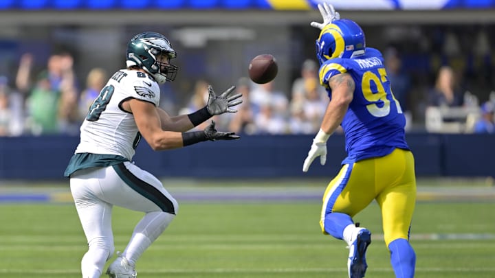 Bet the OVER on Dalals Goedert's receptions total against the Rams in Sunday's divisional round action.