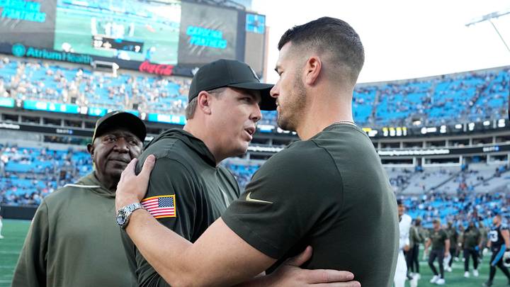Nov 9, 2025; Charlotte, North Carolina, USA; New Orleans Saints head coach Kellen Moore with Carolina Panthers head coach Dave Canales after the game at Bank of America Stadium. Mandatory Credit: Bob Donnan-Imagn Images Nov 9, 2025; Charlotte, North Carolina, USA; New Orleans Saints head coach Kellen Moore with Carolina Panthers head coach Dave Canales after the game at Bank of America Stadium. Mandatory Credit: Bob Donnan-Imagn Images